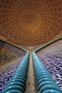 Interior wall and dome ceiling of the Sheikh-Lotf-Allah mosque in Isfahan, Iran